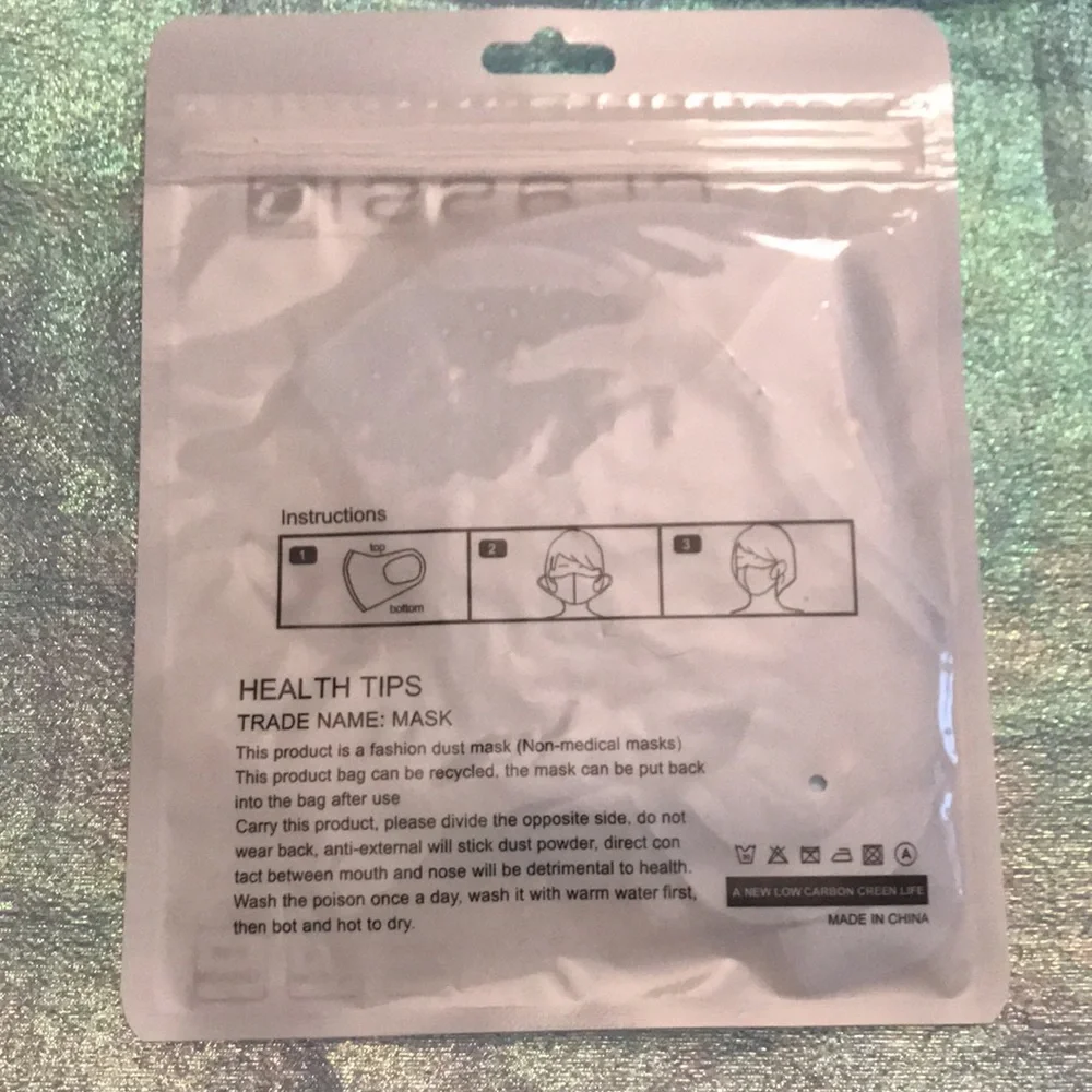 🔥 3/$15 Light Blue Face Mask with Clear Rhinestones